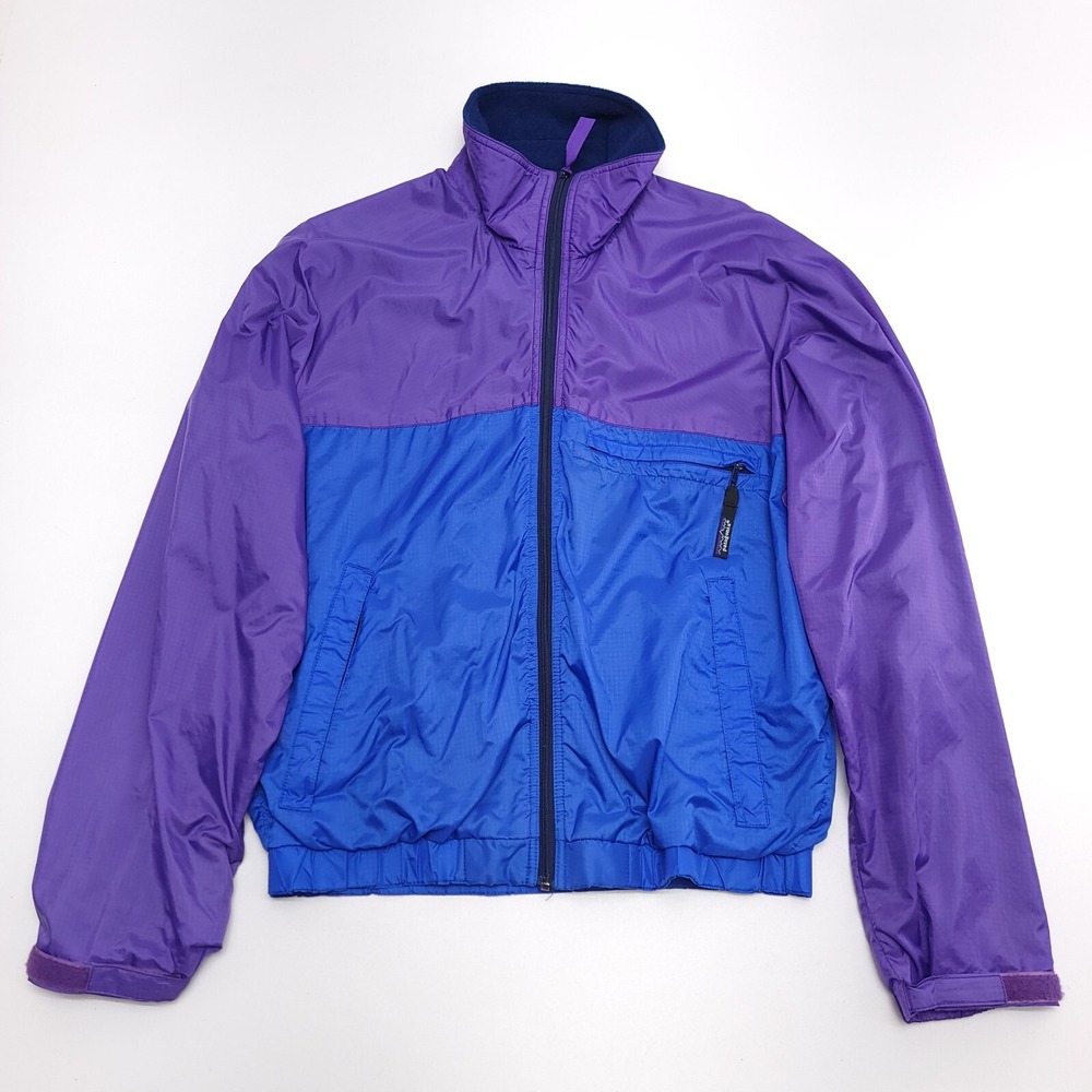 Vtg Patagonia Windbreaker Jacket Coat Men's Small‎ Capilene Lining Purple Blue